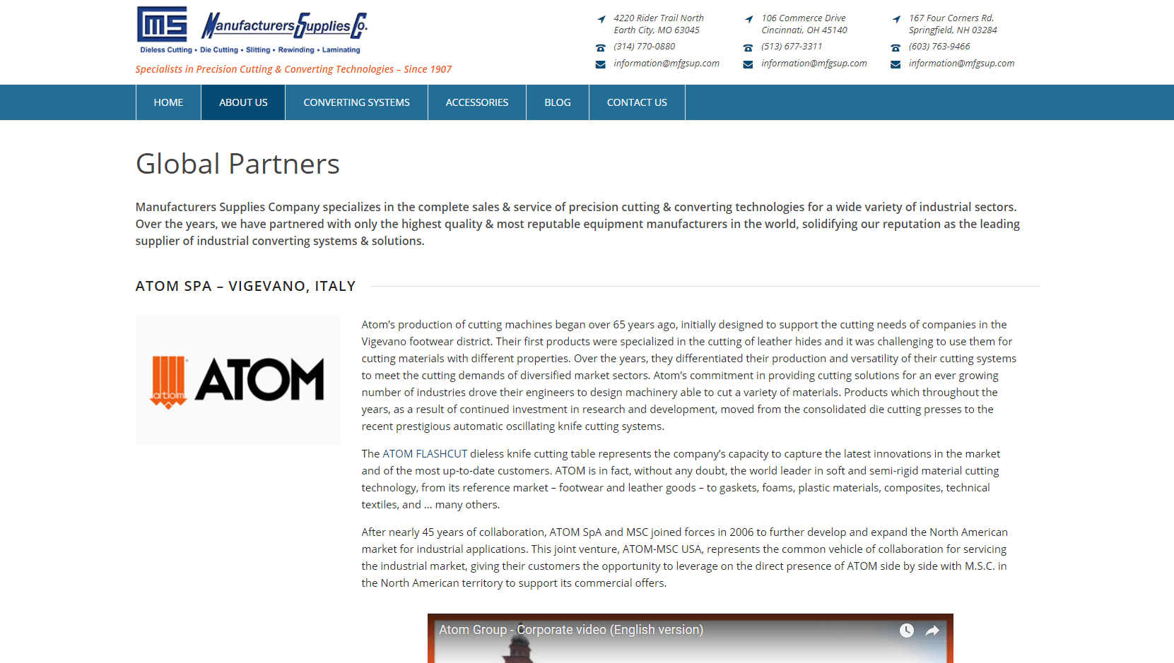 Screenshot of MS' partners page