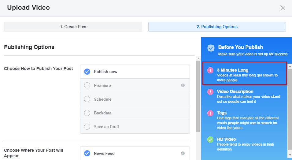Facebook video uploader dashboard