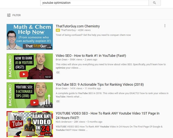 YouTube SERP