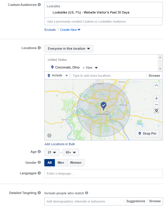 Basic Targeting Options Available on Facebook/Instagram Basic Targeting Options Available on Facebook/Instagram