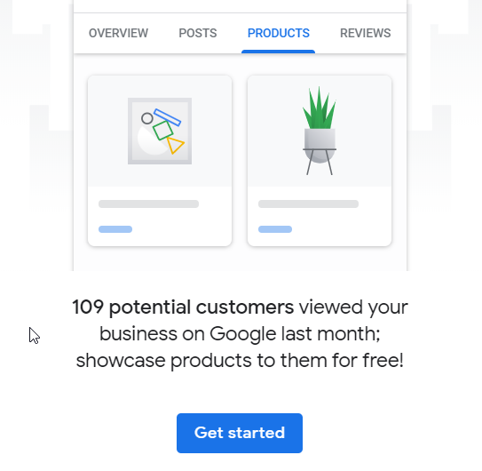 GMB Get Started Adding Products