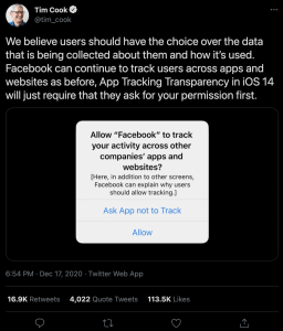Apple iOS 14 privacy notice
