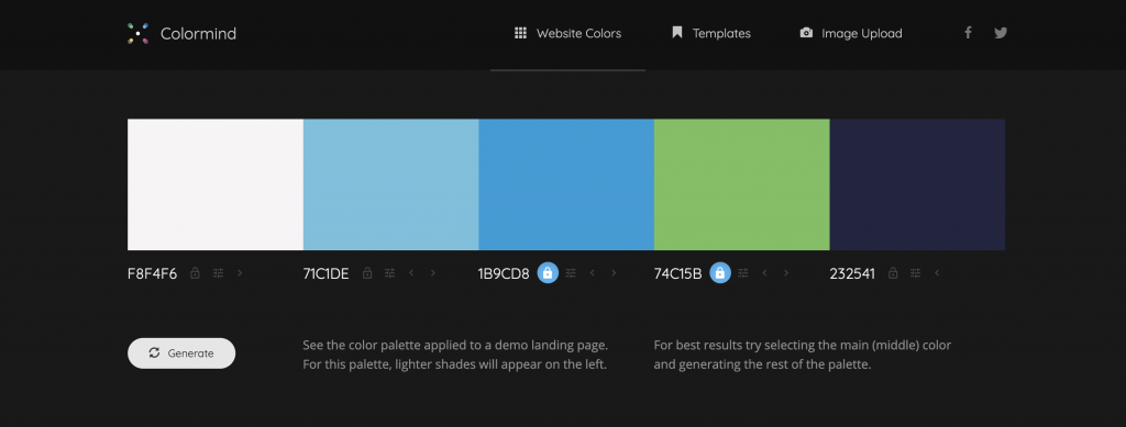 Color mind website color palette generator