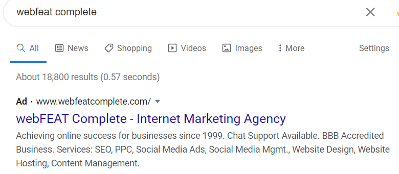 Branded search ad