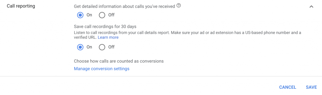 how to enable call tracking in google ads