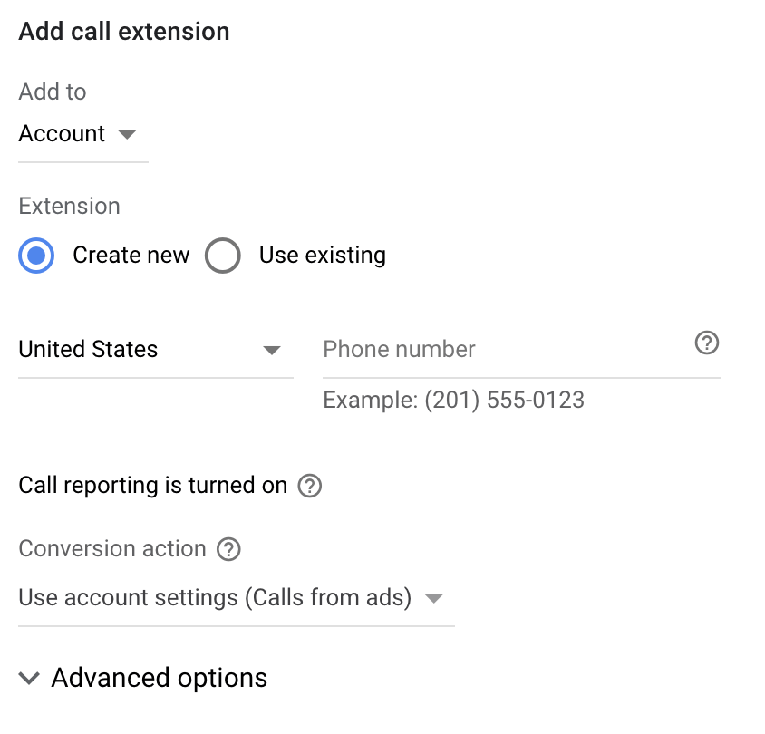 google call extension