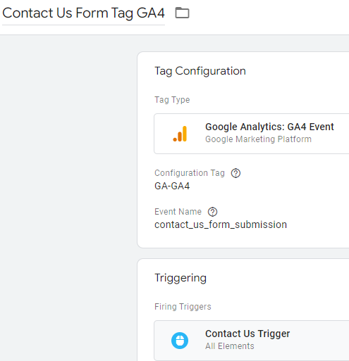 GA4 Contact Us Form Tag-Trigger